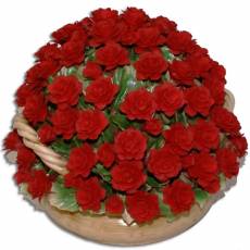 Декоративная корзина с красными розами Artigiano Capodimonte 0210/7/red
