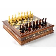Янтарный шахматный ларец (Корень ореха) ES036