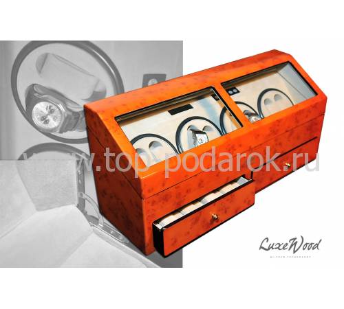 Шкатулка с автоподзаводом для 8-ми часов с выдвижным ящиком для хранения драгоценностей LuxeWood LW644-11