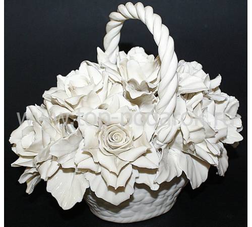 Декоративная корзина с розами Artigiano Capodimonte 0210/19