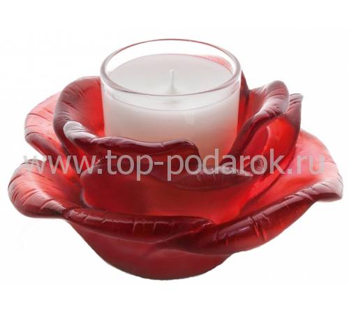 Подсвечник на 1 свечу "Rose Passion" красный Daum 05368-2