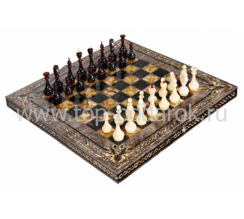 Шахматы "Арабески-Тина" Янтарные (Тонированная карельская береза) ES027-3