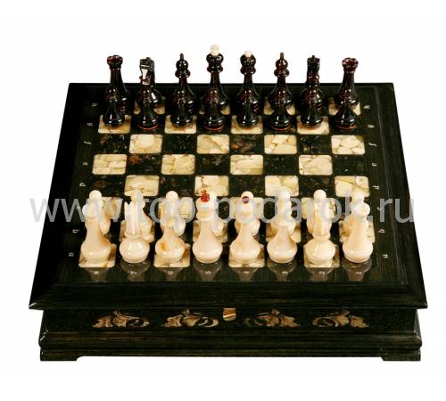 Янтарный шахматный ларец (Мореный дуб) ES038