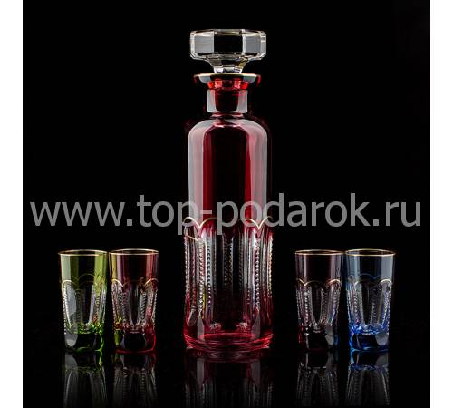 Набор из штофа и 4-х разноцветных рюмок для водки "Operette" Faberge 53431M