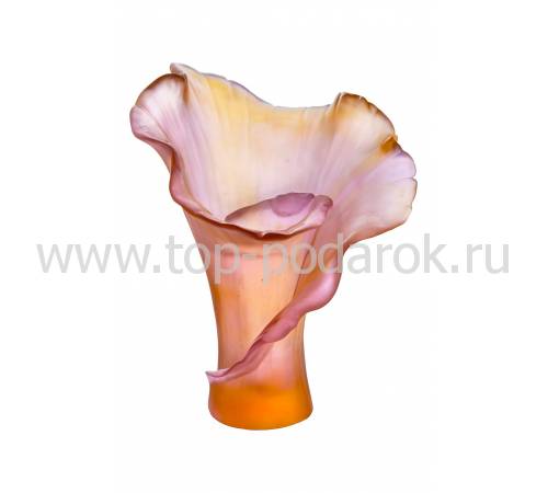 Ваза для цветов "Роза" Arum янтарно-розовая (h=28) Daum 05649-1