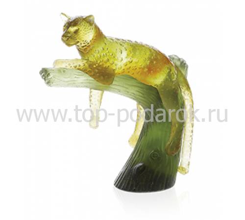 Статуэтка "Пантера на дереве" янтарно-зелёная Daum 05027-2